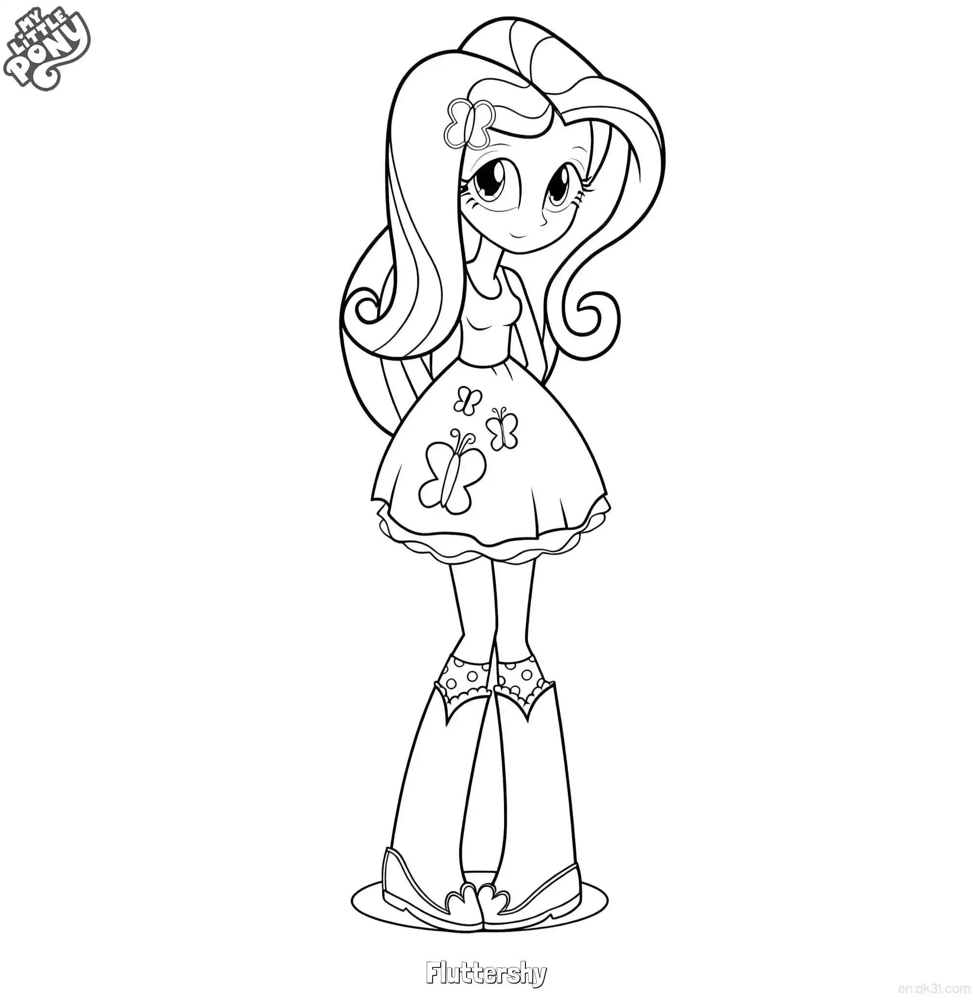 免费 小马宝莉小蝶经典人形日常装涂色页 简笔画涂色页