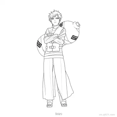 我爱罗风影服装火影忍者涂色页  – 免费可打印简笔画涂色画