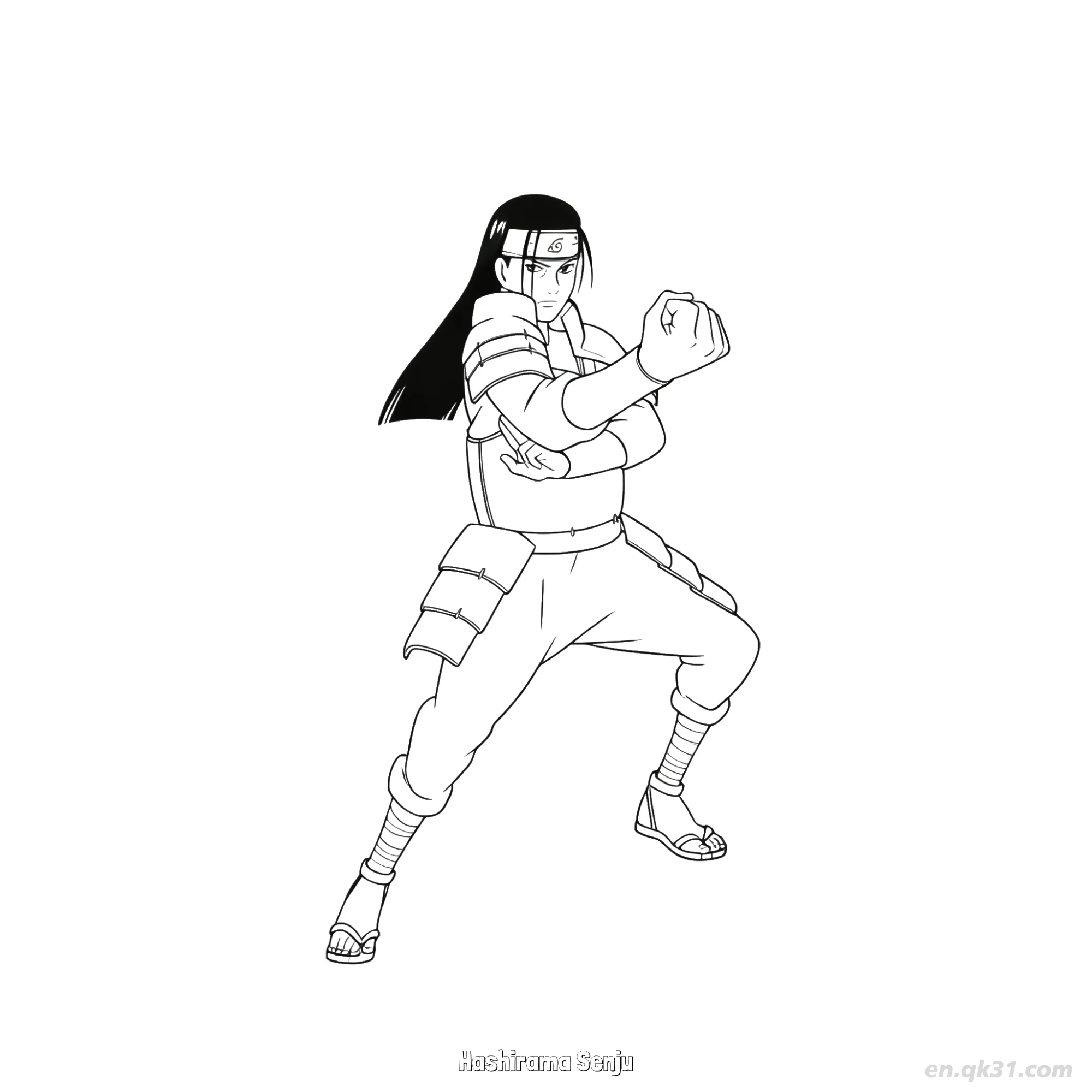 免费 千手柱间战斗准备姿势火影忍者涂色页  简笔画涂色页