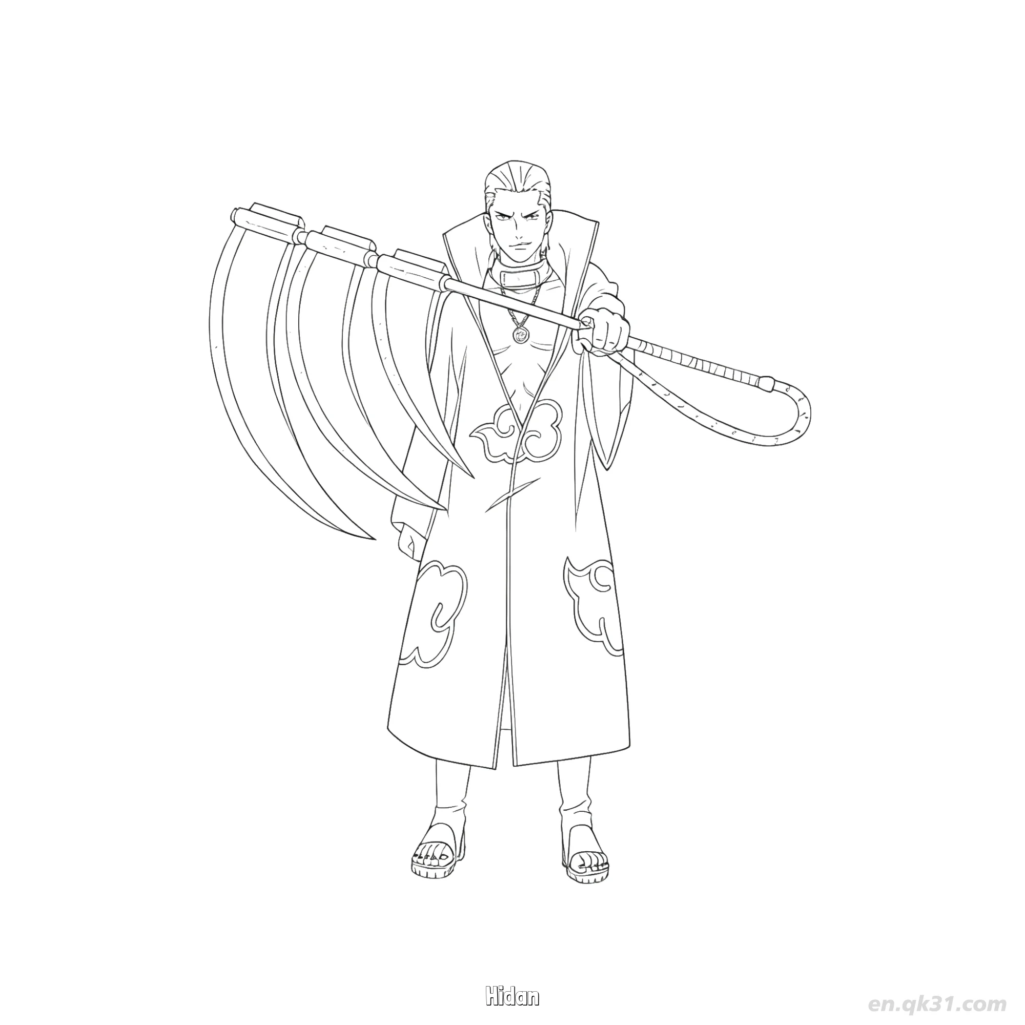 免费 飞段晓组织镰刀武器火影忍者涂色页  简笔画涂色页