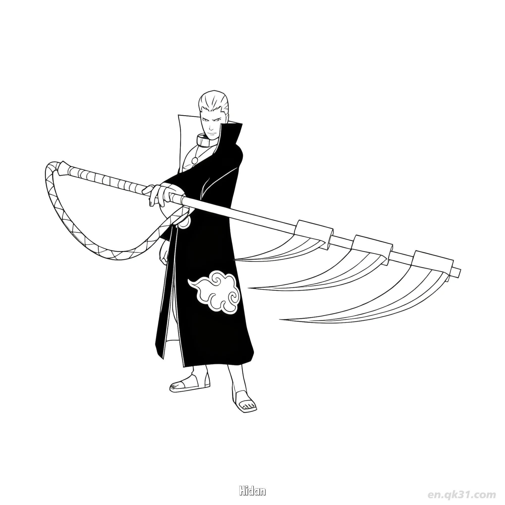 免费 飞段侧面晓组织火影忍者涂色页  简笔画涂色页