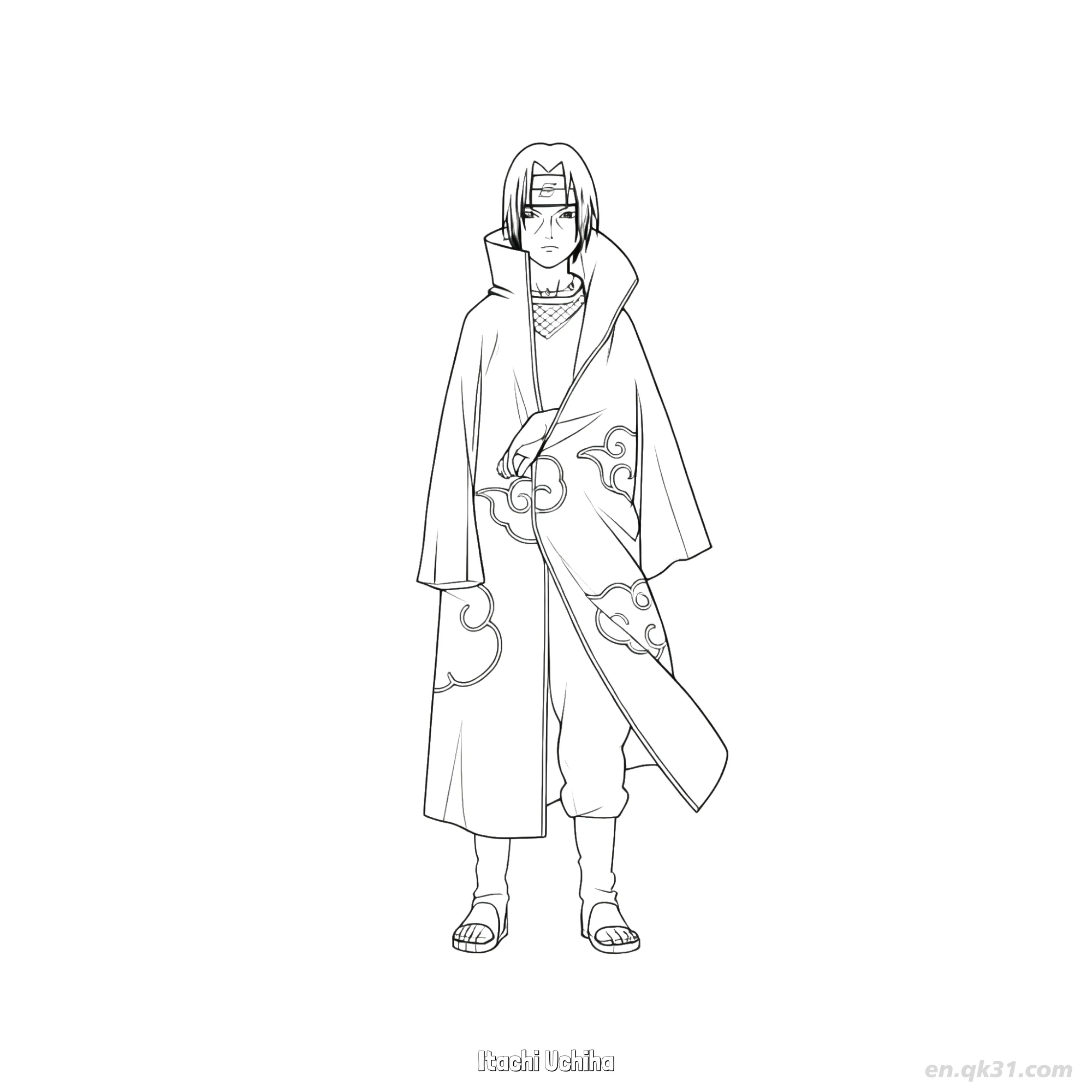 免费 宇智波鼬战斗姿势火影忍者涂色页  简笔画涂色页