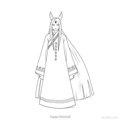 大筒木辉夜全袍轮廓火影忍者涂色页  – 免费可打印简笔画涂色画
