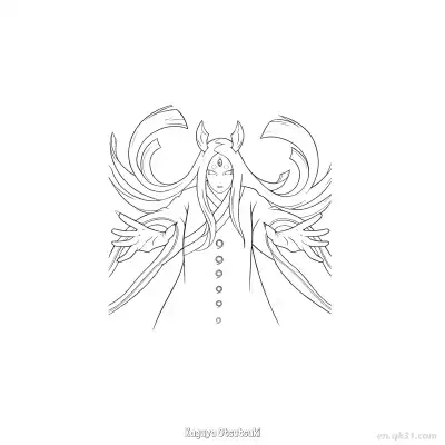 大筒木辉夜六勾玉设计火影忍者涂色页  – 免费可打印简笔画涂色画