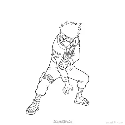 旗木卡卡西千鸟姿势火影忍者涂色页  – 免费可打印简笔画涂色画