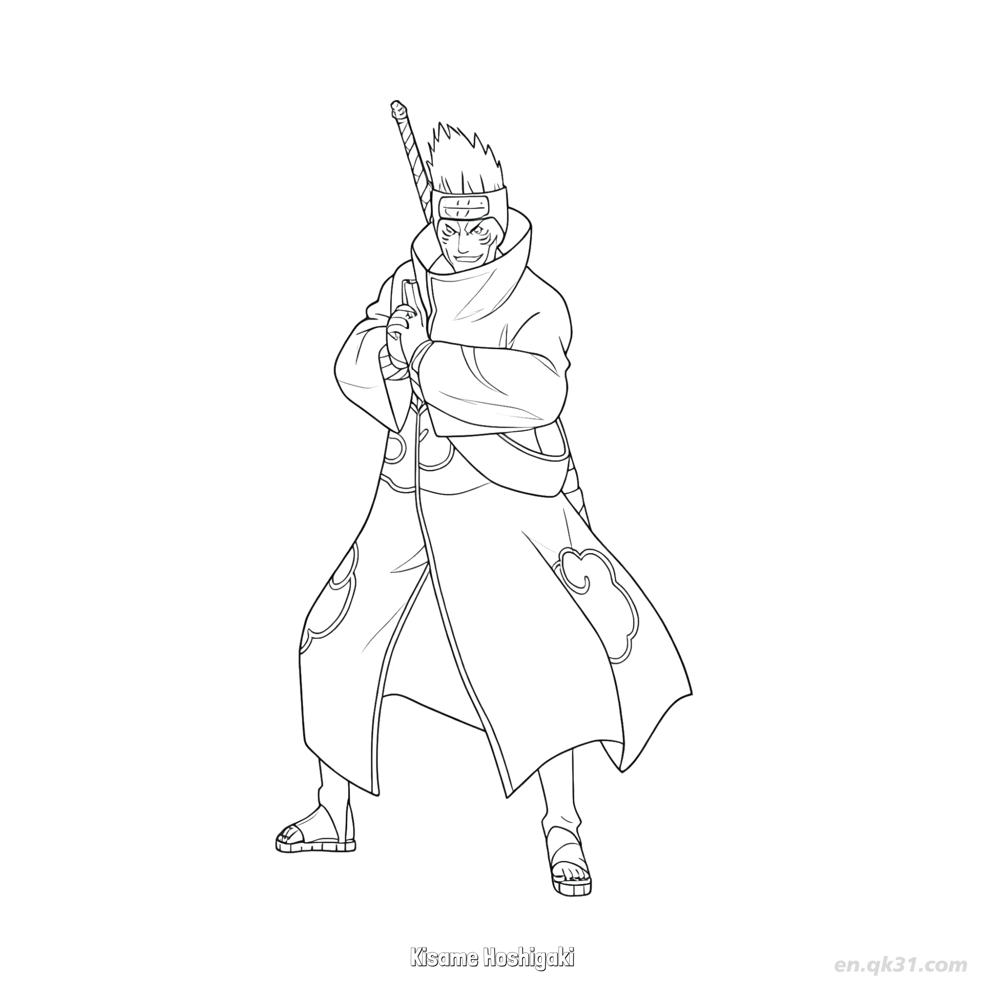 免费 干柿鬼鲛鲛肌袍姿势火影忍者涂色页  简笔画涂色页