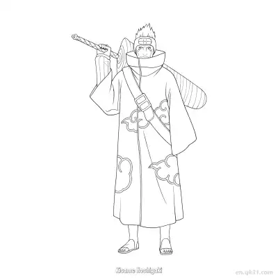 干柿鬼鲛鲛肌剑火影忍者涂色页  – 免费可打印简笔画涂色画