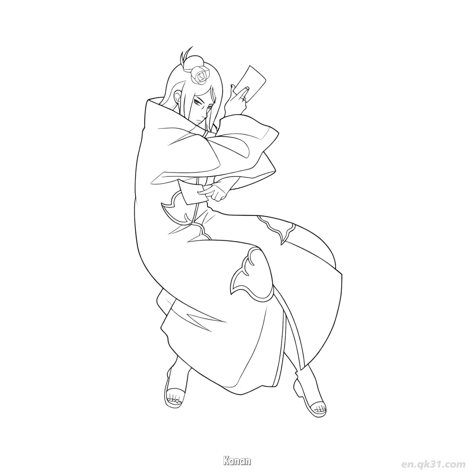 免费 小南纸术防御姿势火影忍者涂色页  简笔画涂色页