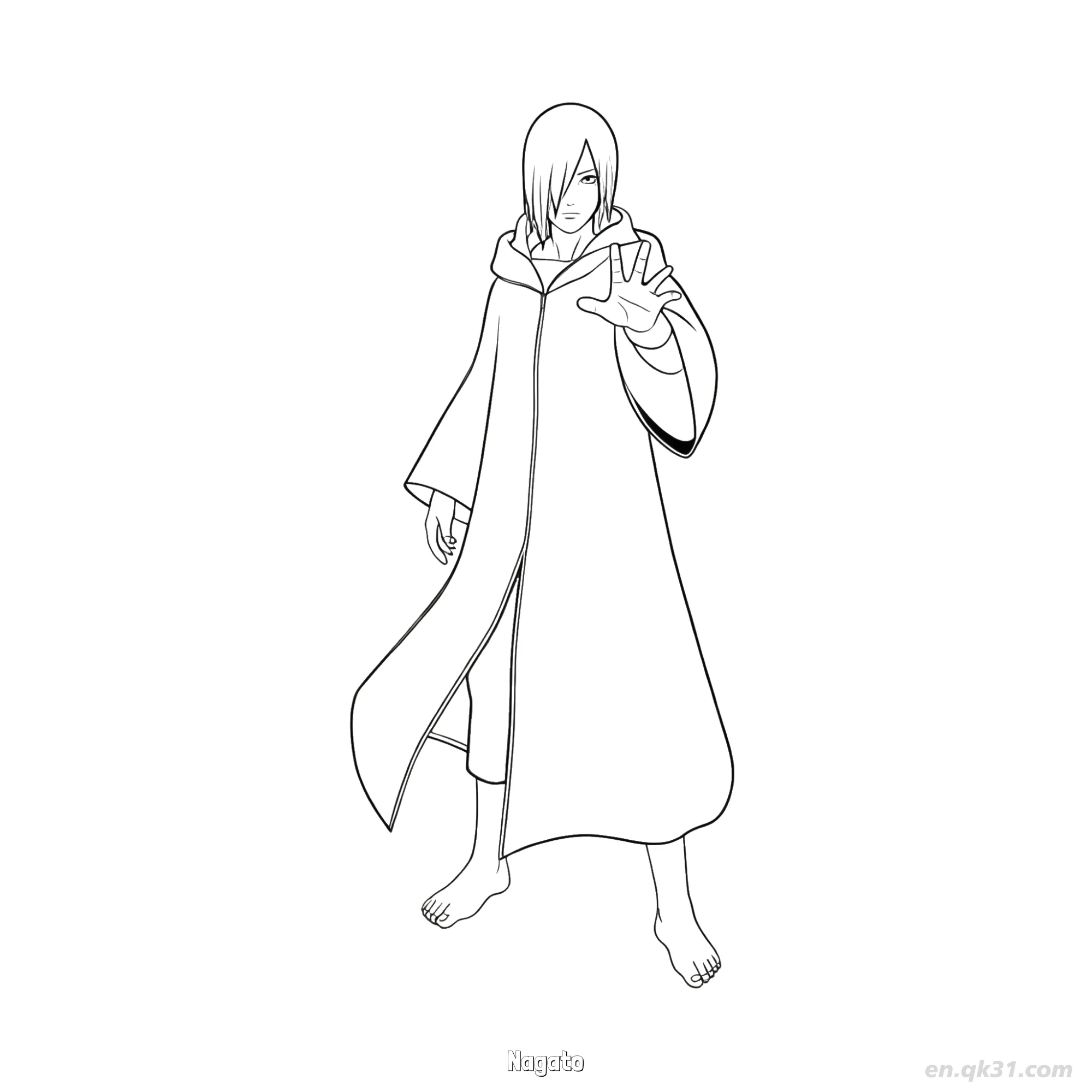 免费 长门晓组织袍全身火影忍者涂色页  简笔画涂色页
