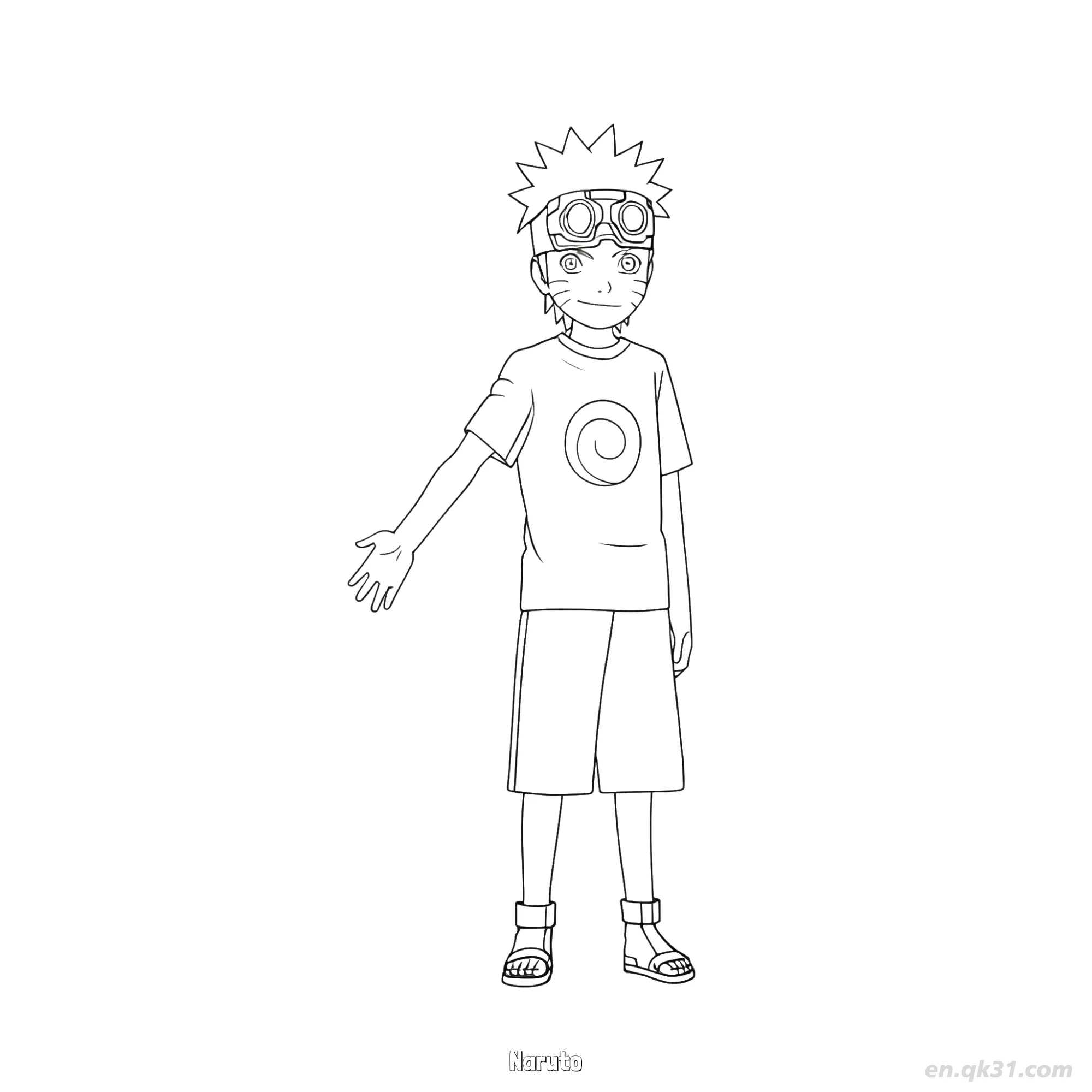 免费 鸣人疾风传漩涡侧面火影忍者涂色页  简笔画涂色页
