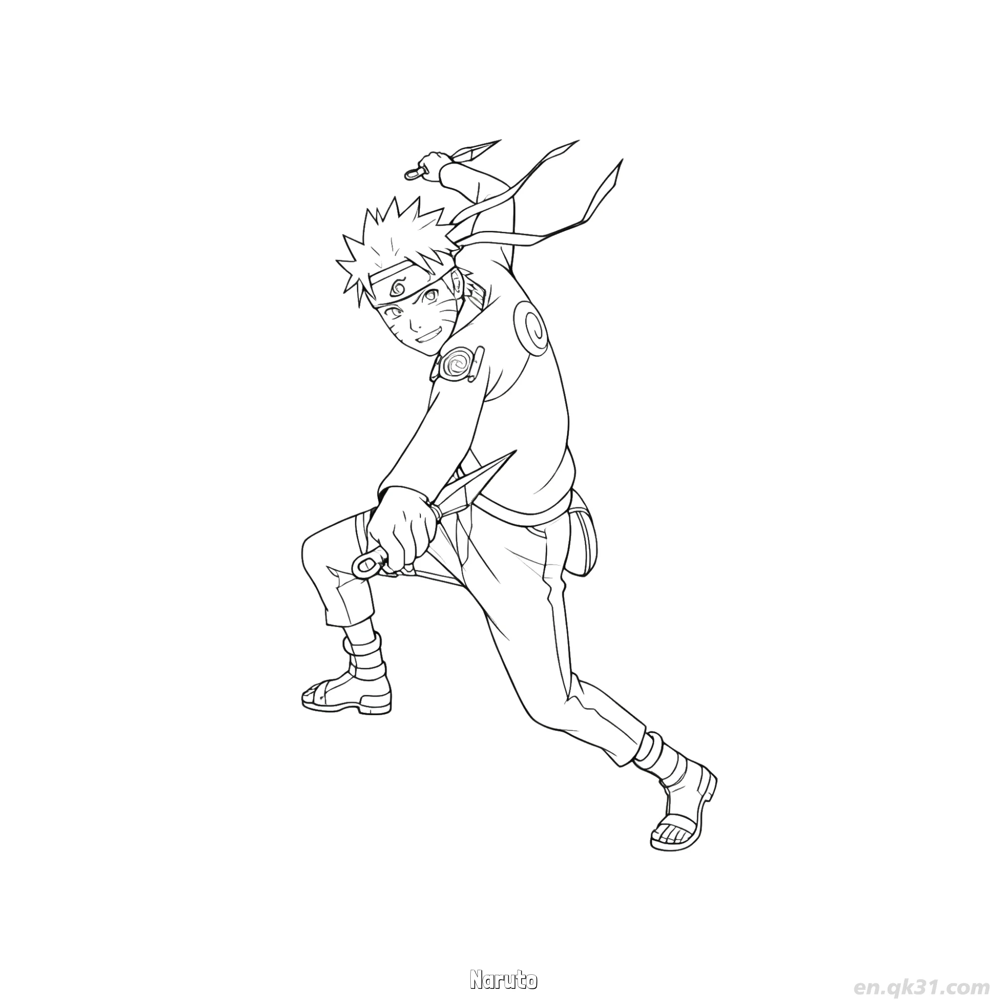 免费 鸣人漩涡查克拉模式半身火影忍者涂色页  简笔画涂色页