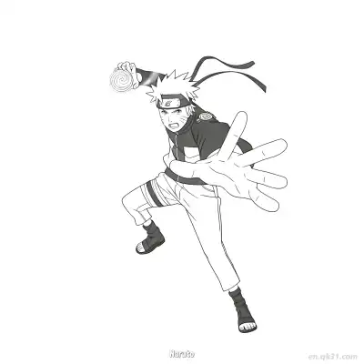 鸣人漩涡动态全身火影忍者涂色页  – 免费可打印简笔画涂色画