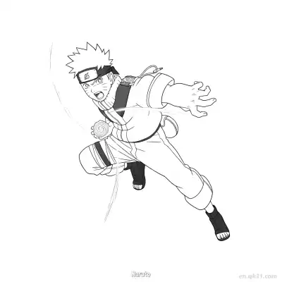 鸣人漩涡术双手印火影忍者涂色页  – 免费可打印简笔画涂色画