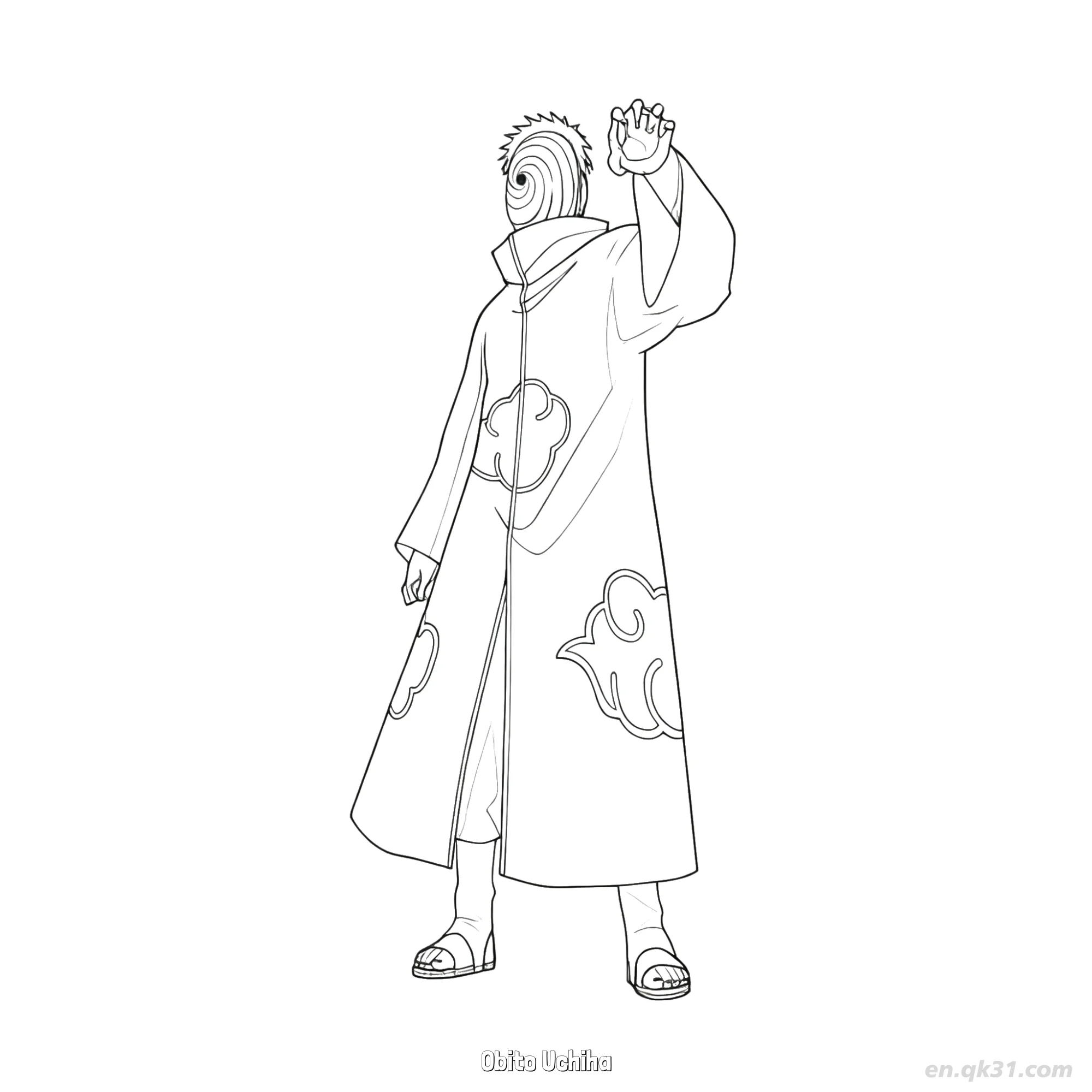 免费 宇智波带土阿飞面具火影忍者涂色页  简笔画涂色页