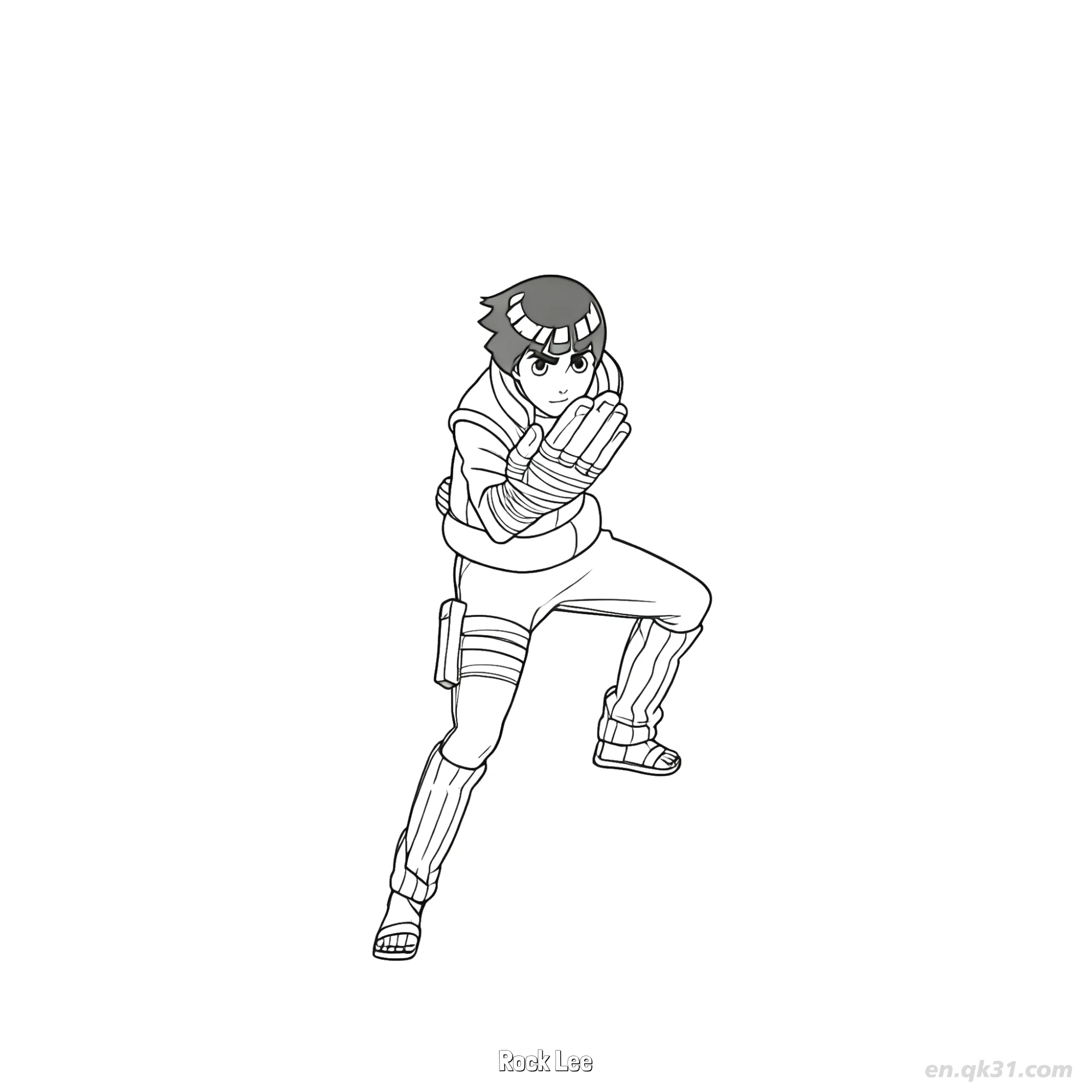 免费 李洛克体术防御姿势火影忍者涂色页  简笔画涂色页