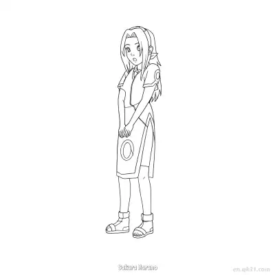 春野樱术手印火影忍者涂色页  – 免费可打印简笔画涂色画