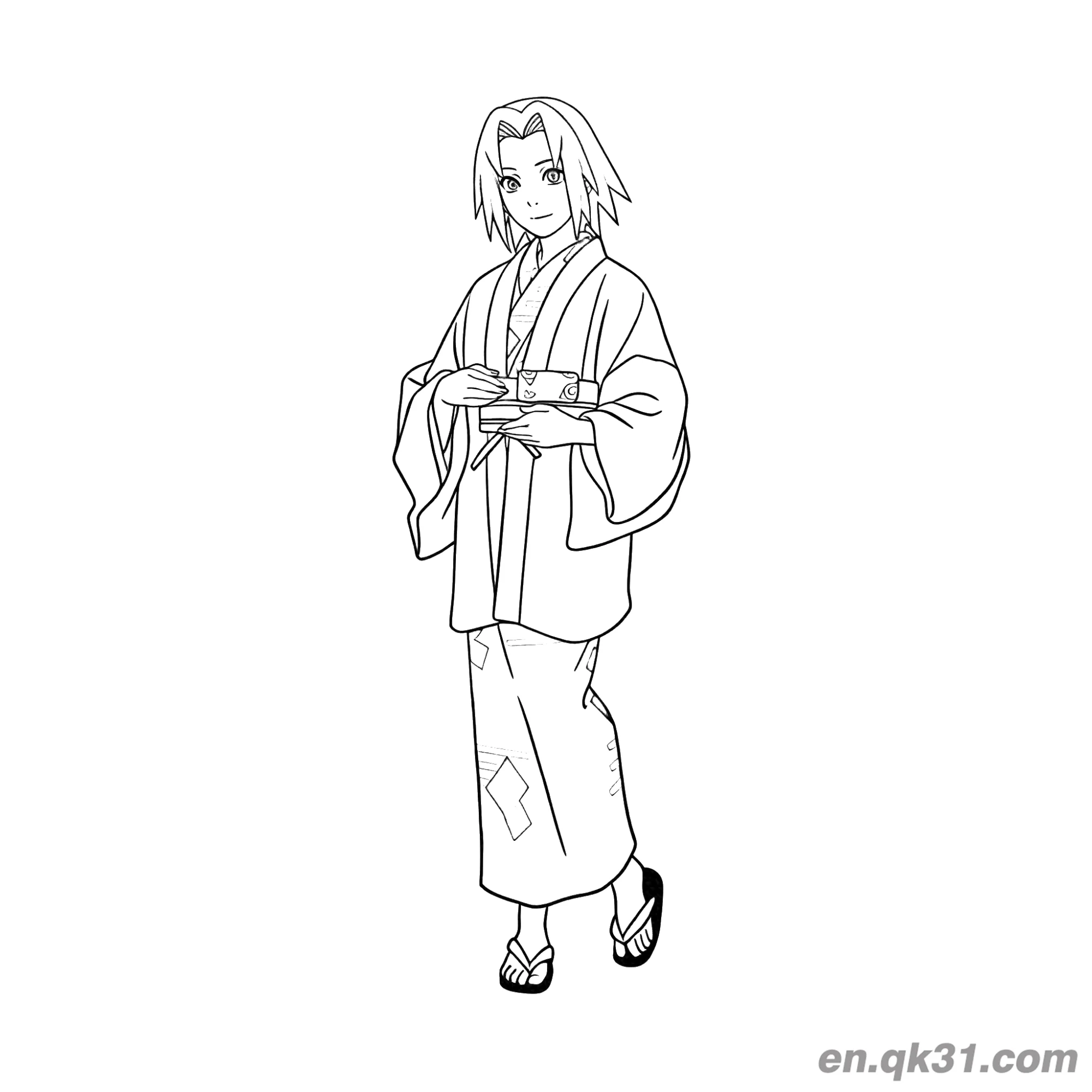 免费 春野樱和服装扮火影忍者涂色页 简笔画涂色页