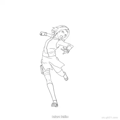 春野樱宇智波博人传时代微笑火影忍者涂色页  – 免费可打印简笔画涂色画
