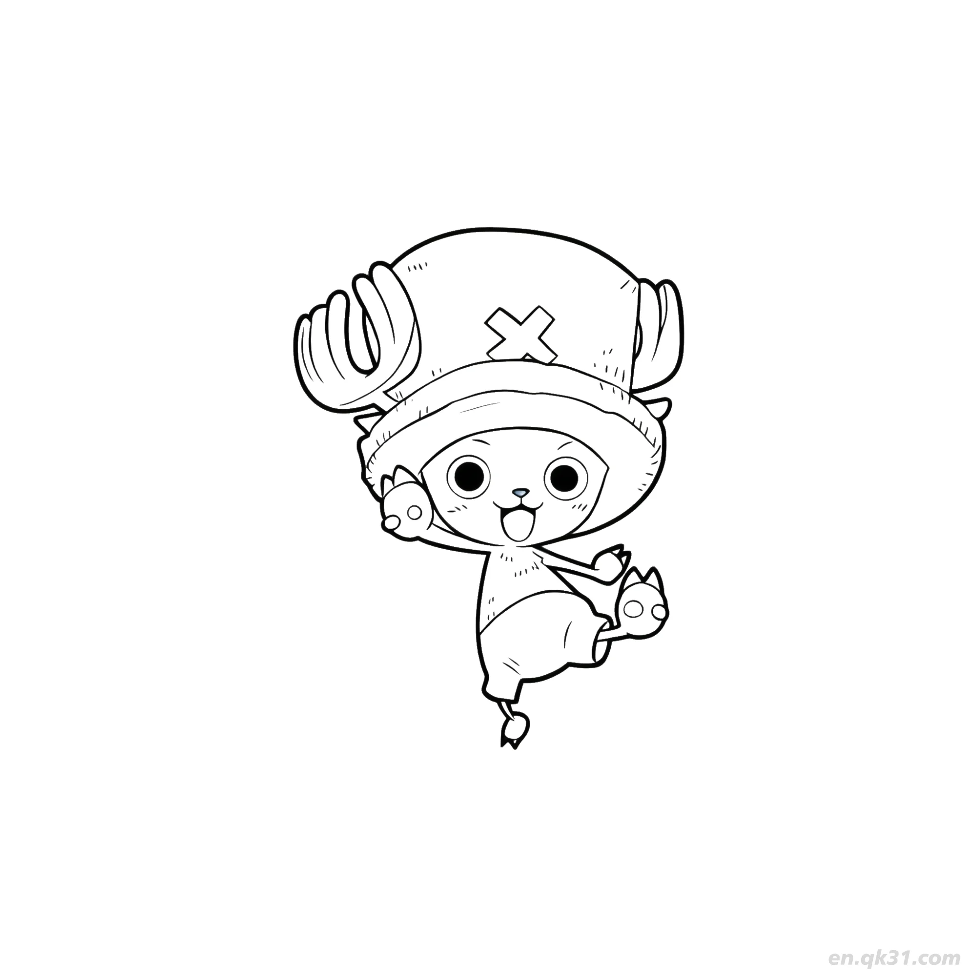 免费 乔巴Q版可爱挥手海贼王涂色  简笔画涂色页