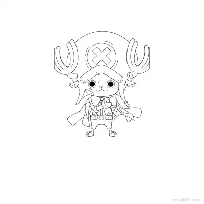 乔巴Q版英雄披风站立海贼王涂色  – 免费可打印简笔画涂色画