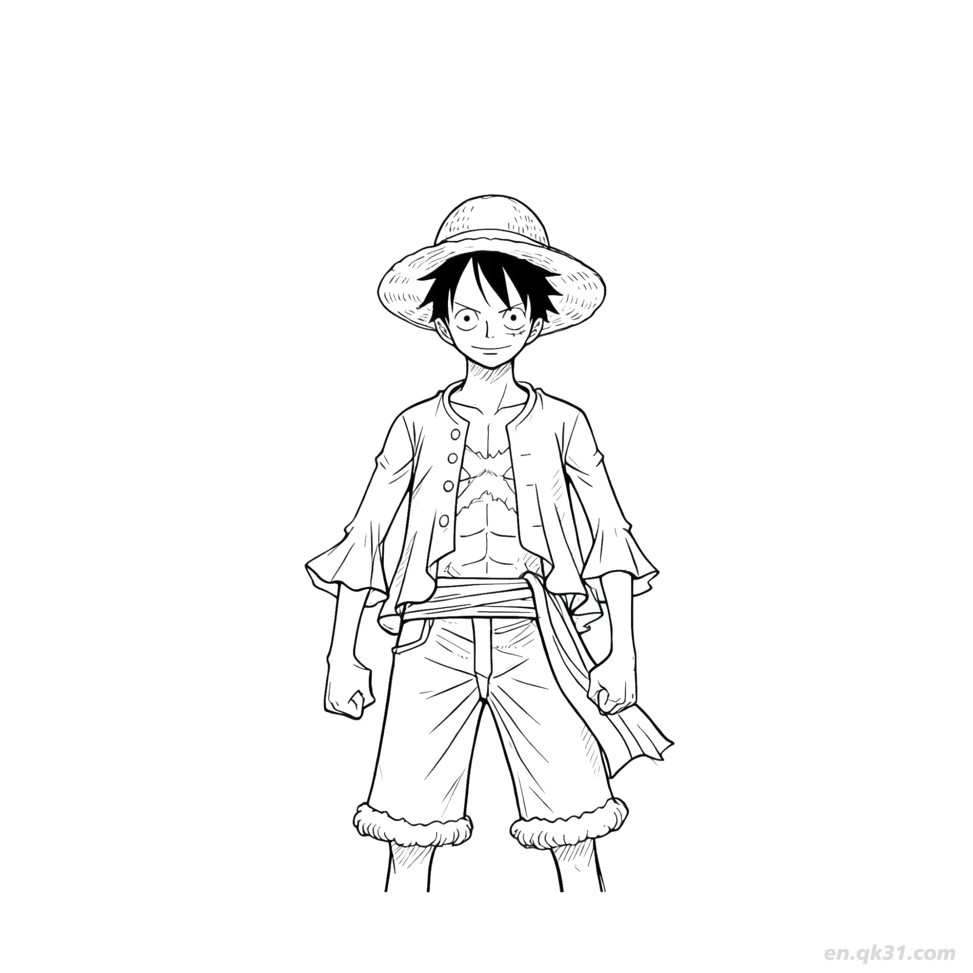 免费 乔巴和之国篇开心全身海贼王涂色  简笔画涂色页