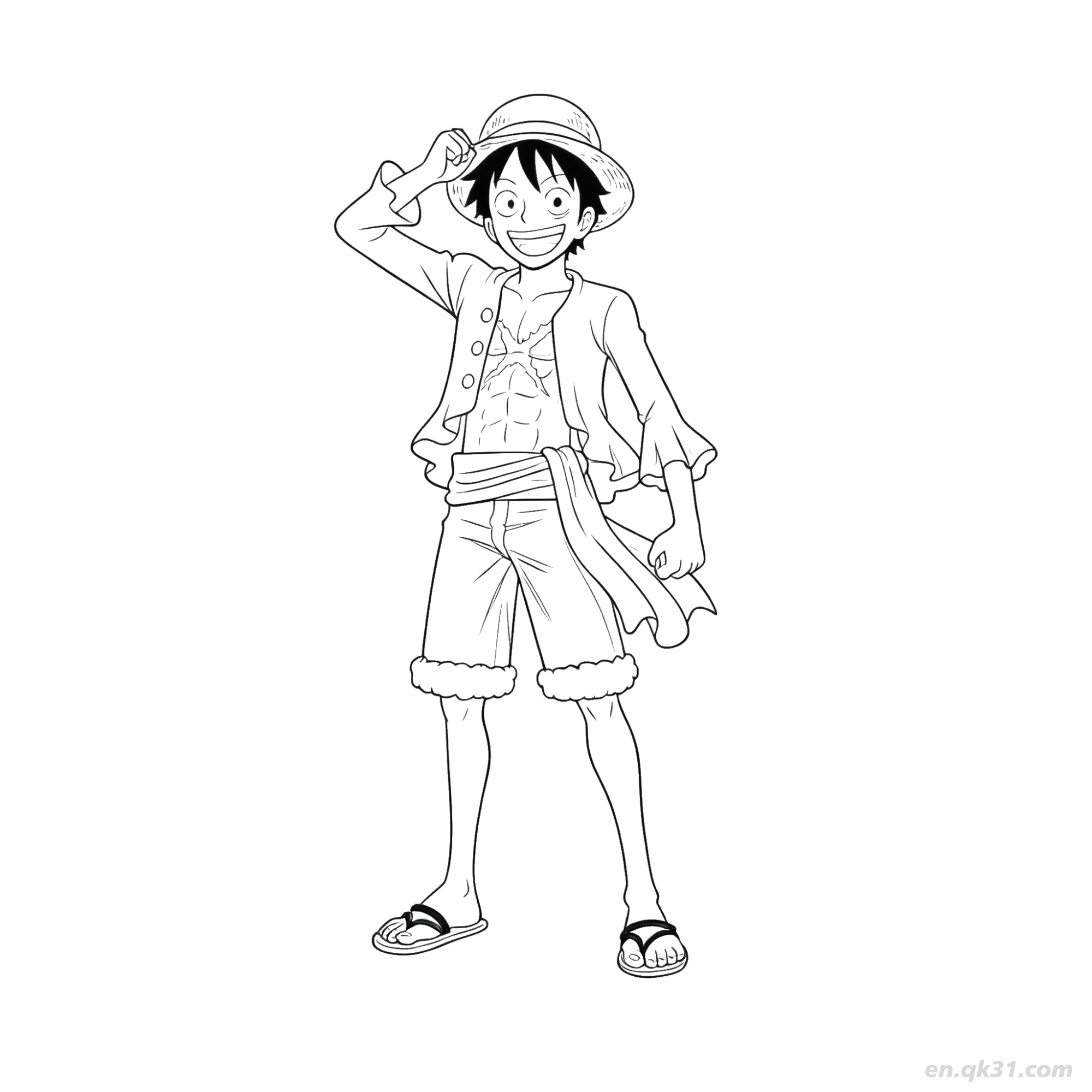 免费 特拉法尔加·罗特写动作海贼王涂色  简笔画涂色页