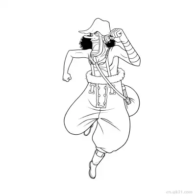 乌索普动态跳跃动作弹弓海贼王涂色  – 免费可打印简笔画涂色画