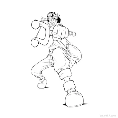乌索普弹弓特写射击海贼王涂色  – 免费可打印简笔画涂色画
