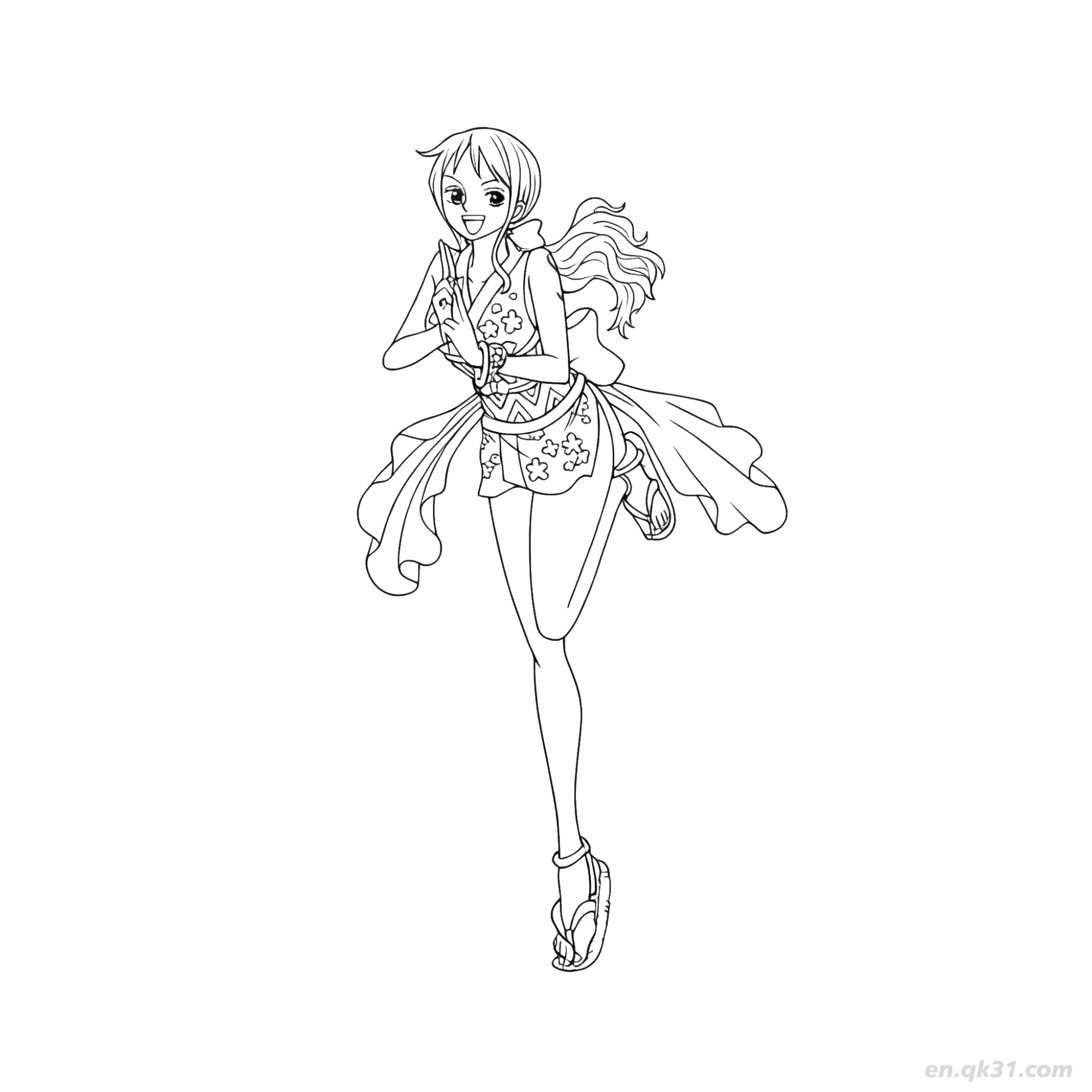 免费 索隆史诗战斗准备站姿海贼王涂色  简笔画涂色页