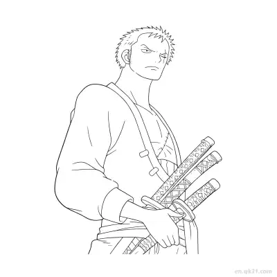 索隆半身持剑海贼王涂色  – 免费可打印简笔画涂色画