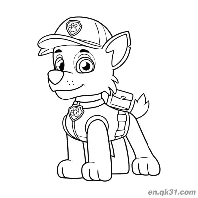 汪汪队立大功阿奇警察装备涂色页 – 免费可打印简笔画涂色画