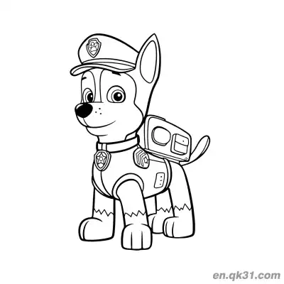 汪汪队立大功阿奇警犬形象涂色页 – 免费可打印简笔画涂色画