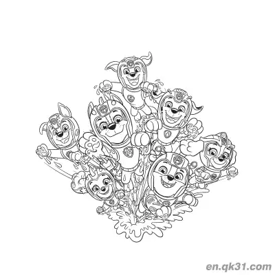 汪汪队立大功狗狗水花冒险合集涂色页 – 免费可打印简笔画涂色画
