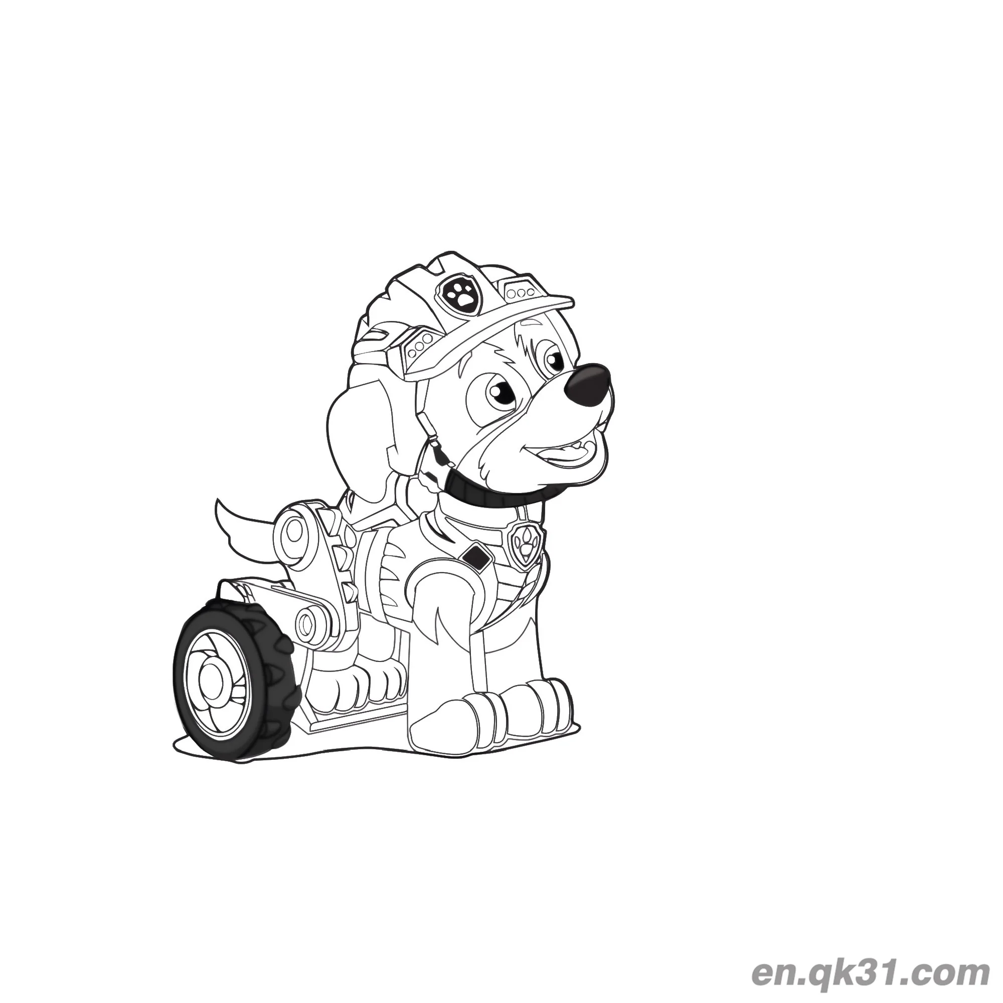 免费 汪汪队立大功小砾工程坐姿涂色页 简笔画涂色页