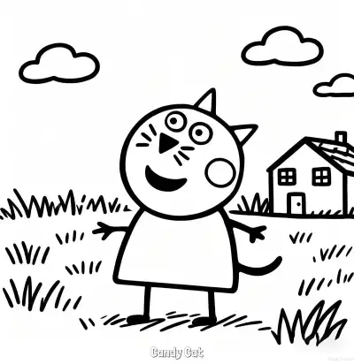小猫坎迪 简笔画 素描 涂鸦 - 免费可打印小猪佩奇 下载PDF – 免费可打印简笔画涂色画