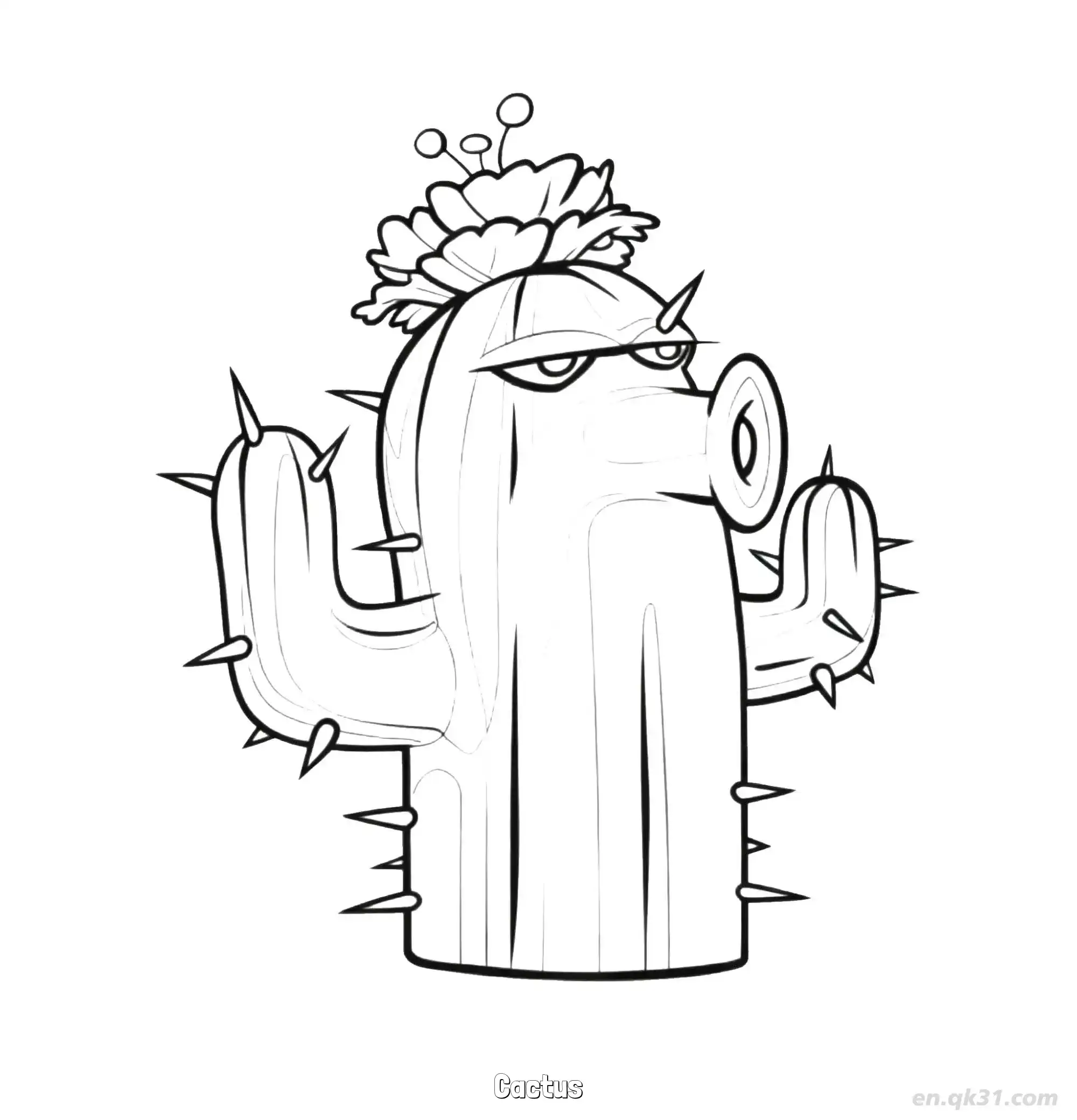 免费 仙人掌 简笔画 素描 涂鸦 - 免费可打印植物大战僵尸 下载PDF 简笔画涂色页