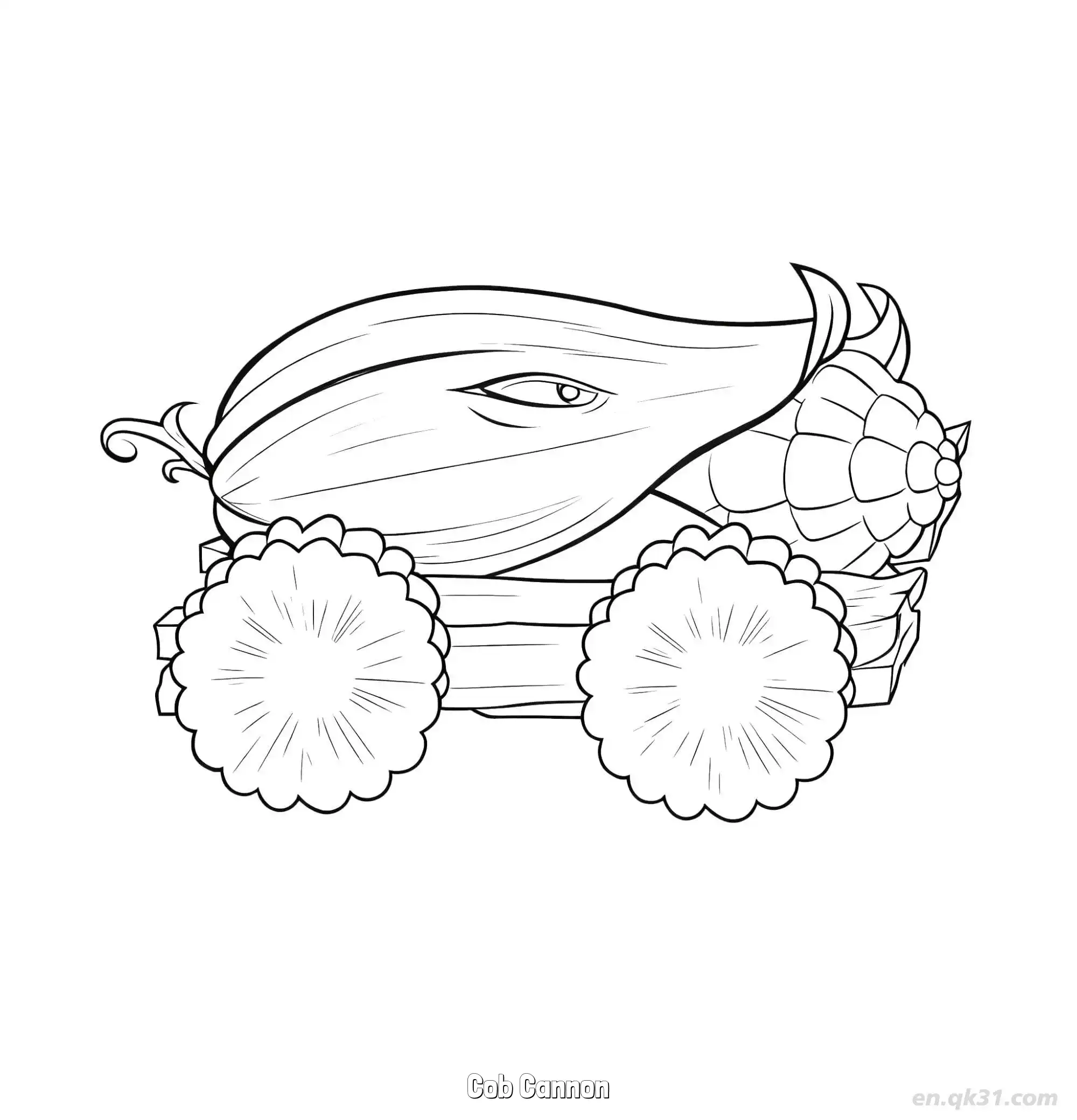 免费 玉米加农炮 简笔画 素描 涂鸦 - 免费可打印植物大战僵尸 下载PDF 简笔画涂色页