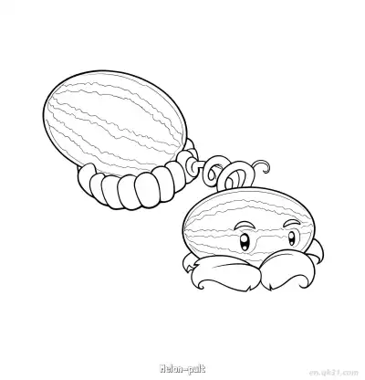 西瓜投手 简笔画 素描 涂鸦 - 免费可打印植物大战僵尸 下载PDF – 免费可打印简笔画涂色画