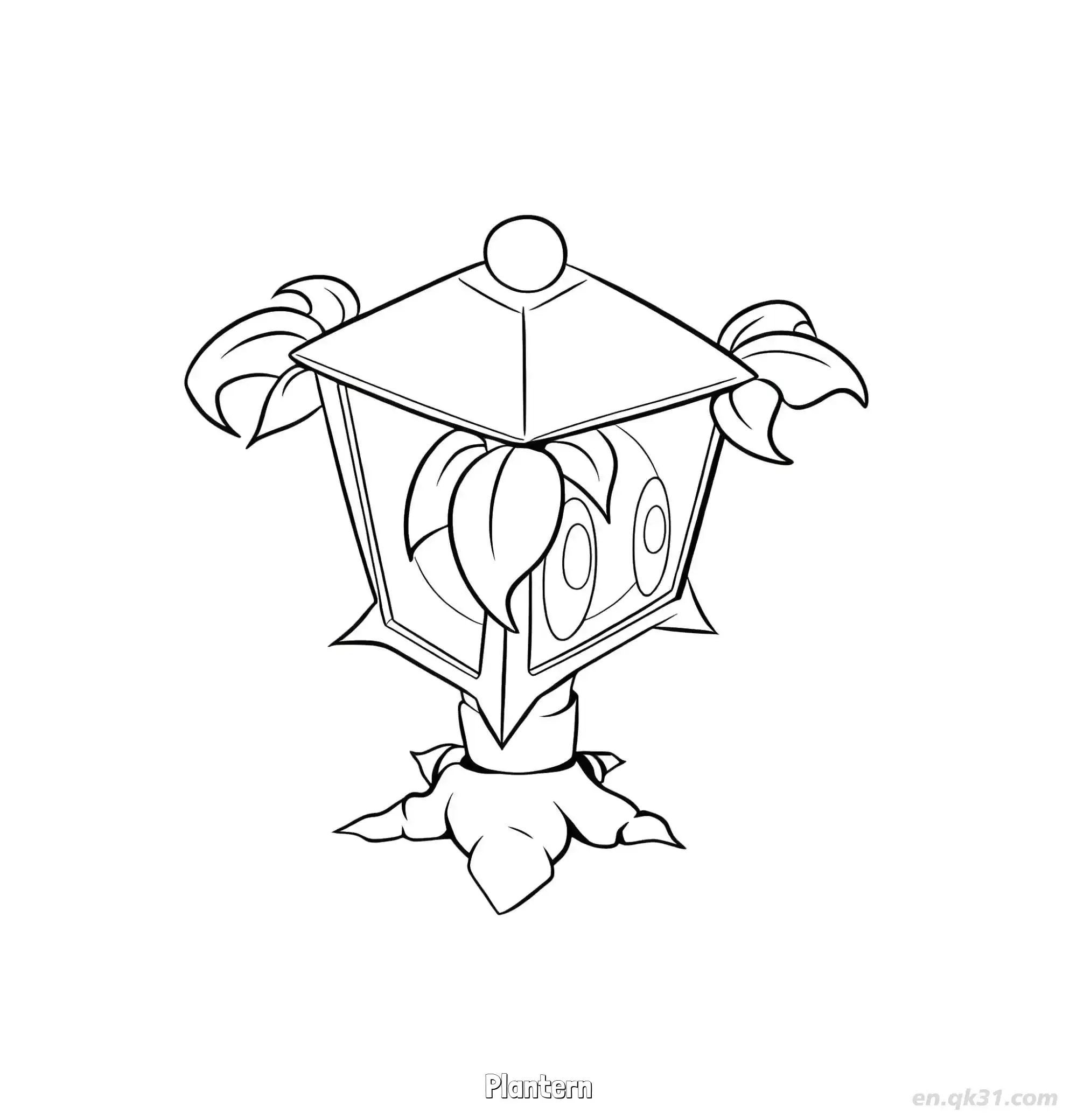 免费 灯笼草 简笔画 素描 涂鸦 - 免费可打印植物大战僵尸 下载PDF 简笔画涂色页