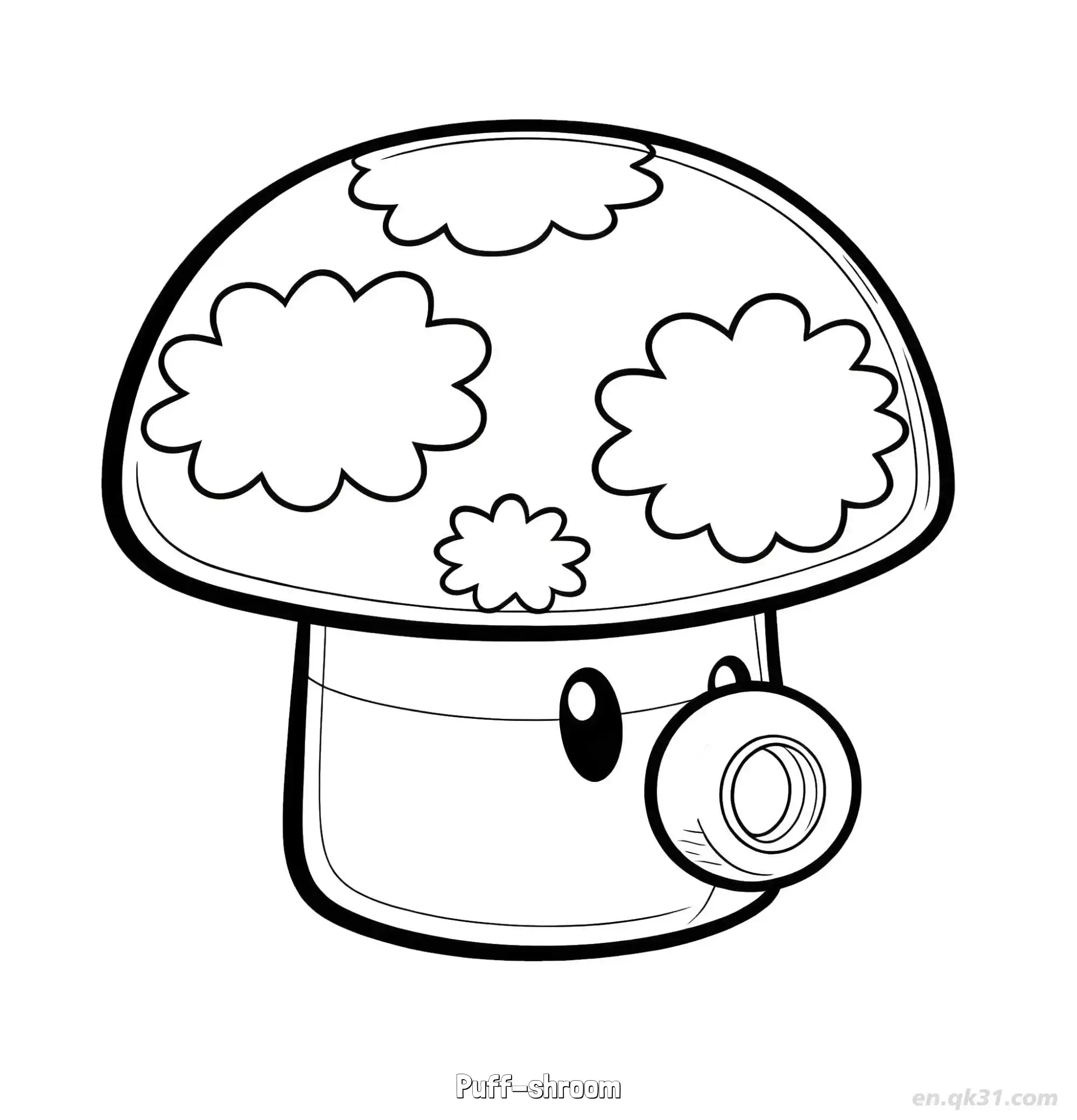 免费 小喷菇 简笔画 素描 涂鸦 - 免费可打印植物大战僵尸 下载PDF 简笔画涂色页