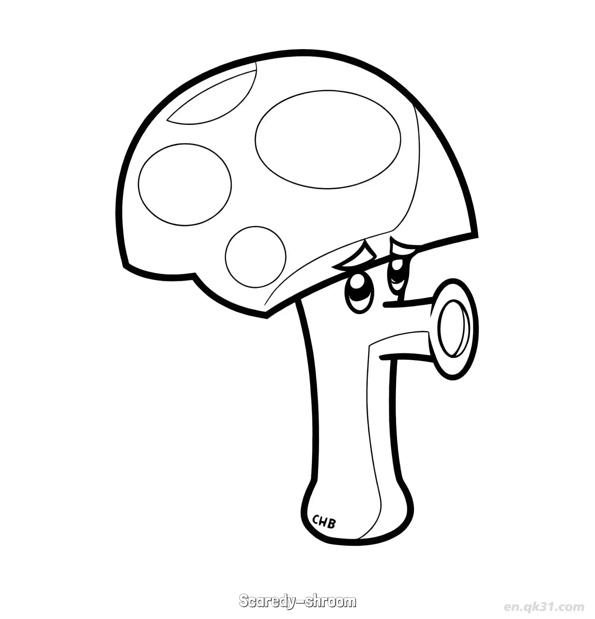 免费 胆小菇 简笔画 素描 涂鸦 - 免费可打印植物大战僵尸 下载PDF 简笔画涂色页