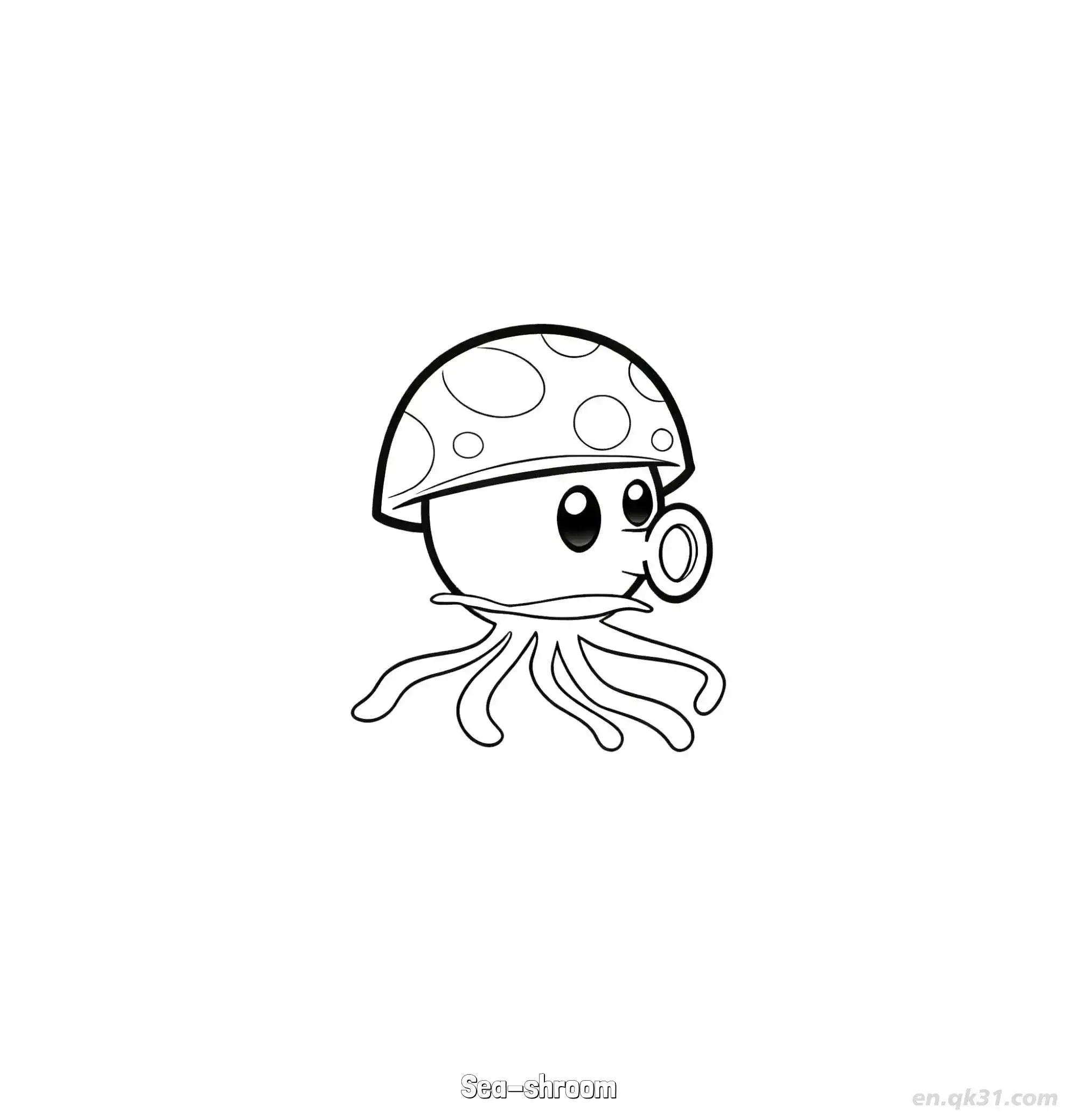 免费 海蘑菇 简笔画 素描 涂鸦 - 免费可打印植物大战僵尸 下载PDF 简笔画涂色页