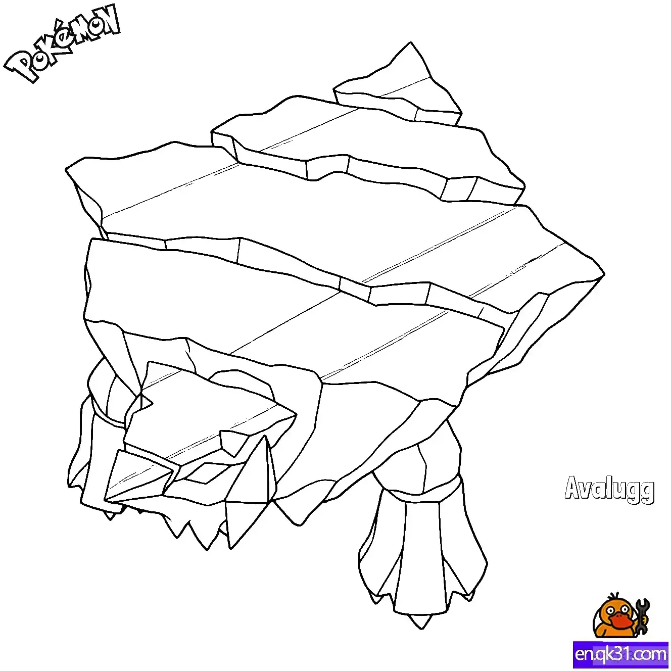 免费 冰岩怪简笔画 - 免费可打印宝可梦简笔画 简笔画涂色页