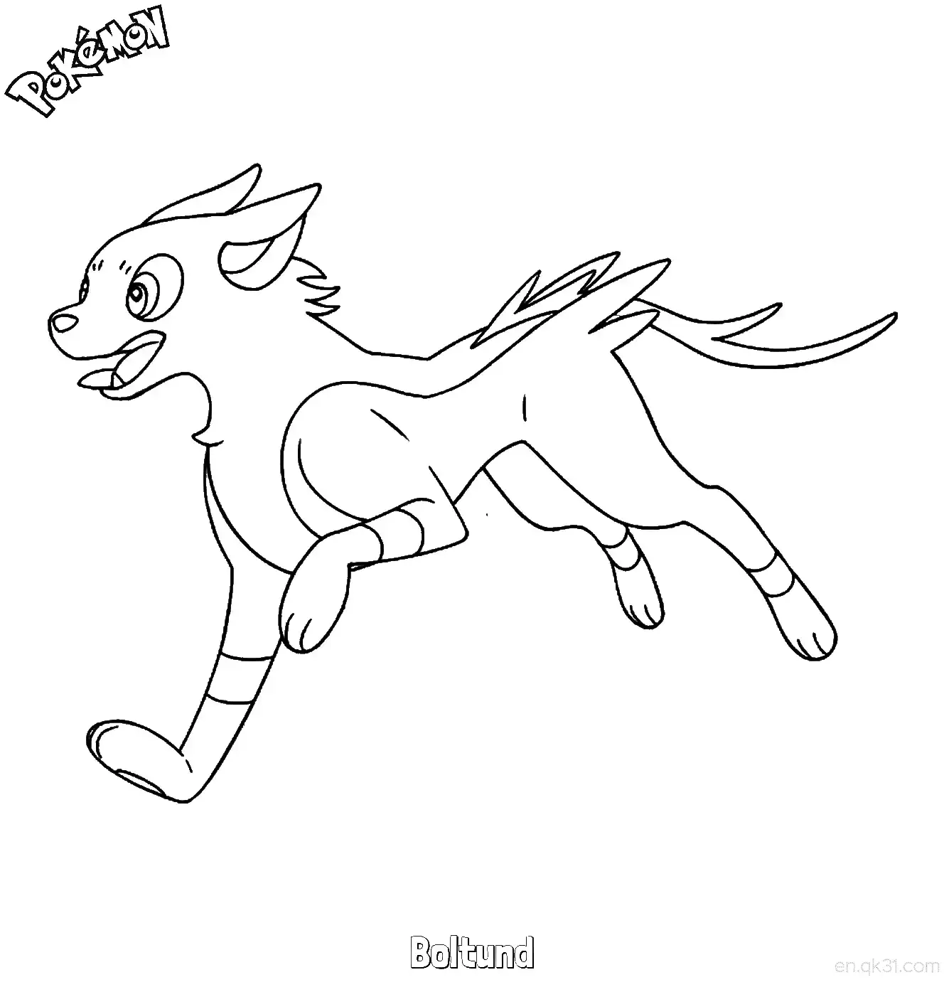 逐电犬简笔画 - 免费可打印宝可梦简笔画简笔画涂色画 – 为儿童和成人提供的免费可打印简笔画涂色画