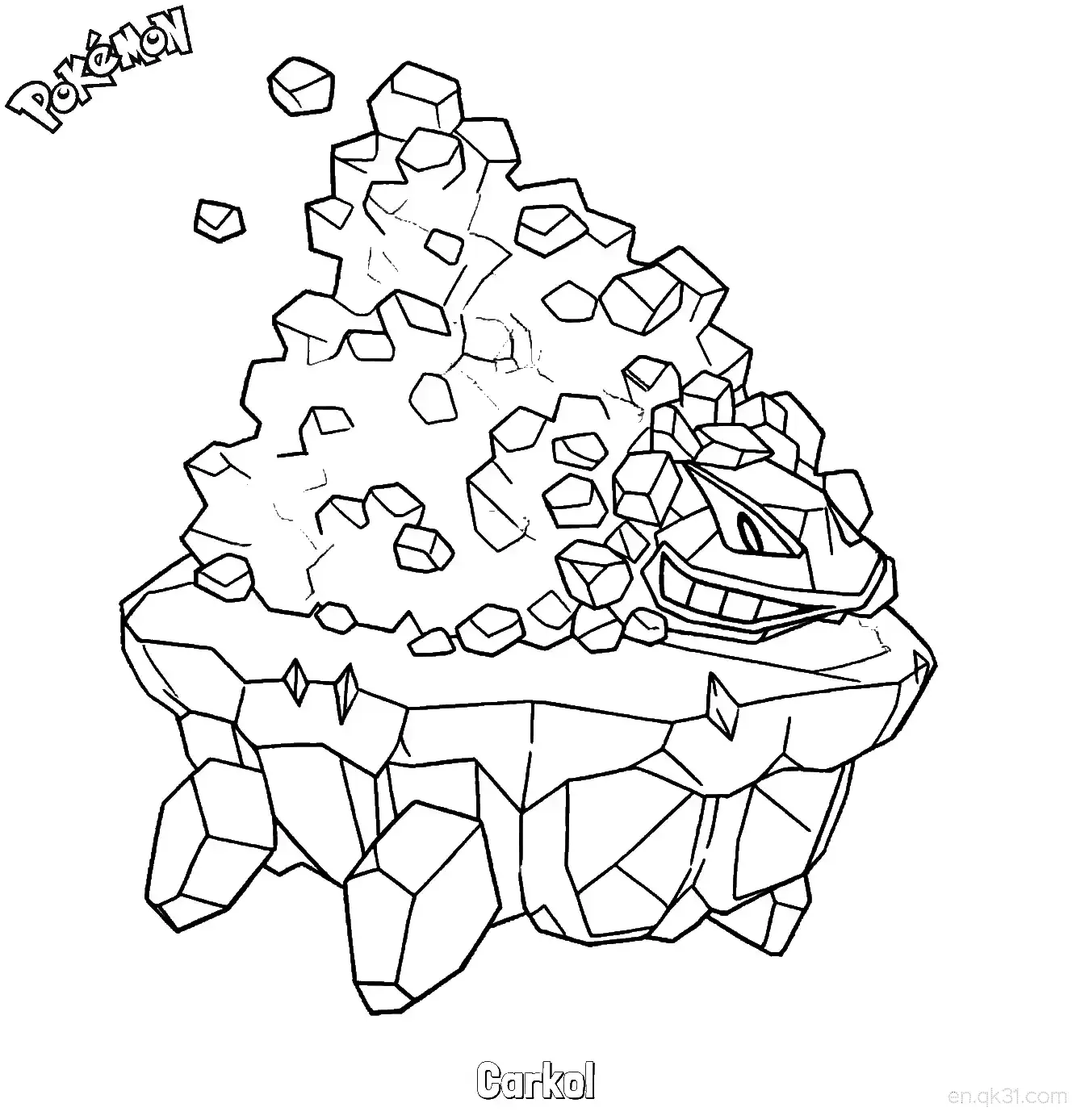 大炭车简笔画 - 免费可打印宝可梦简笔画简笔画涂色画 – 为儿童和成人提供的免费可打印简笔画涂色画