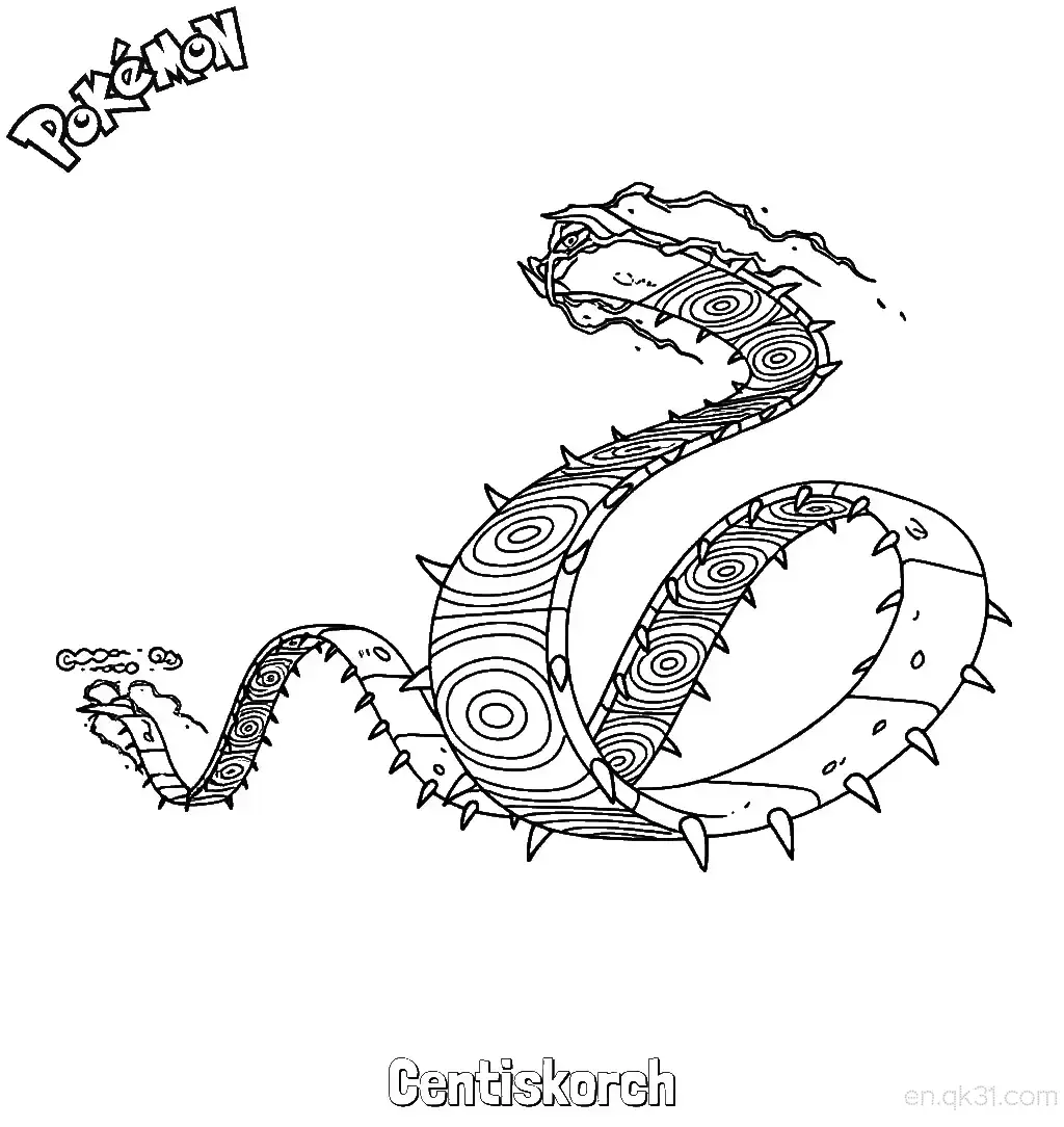 焚焰蚣简笔画 - 免费可打印宝可梦简笔画简笔画涂色画 – 为儿童和成人提供的免费可打印简笔画涂色画