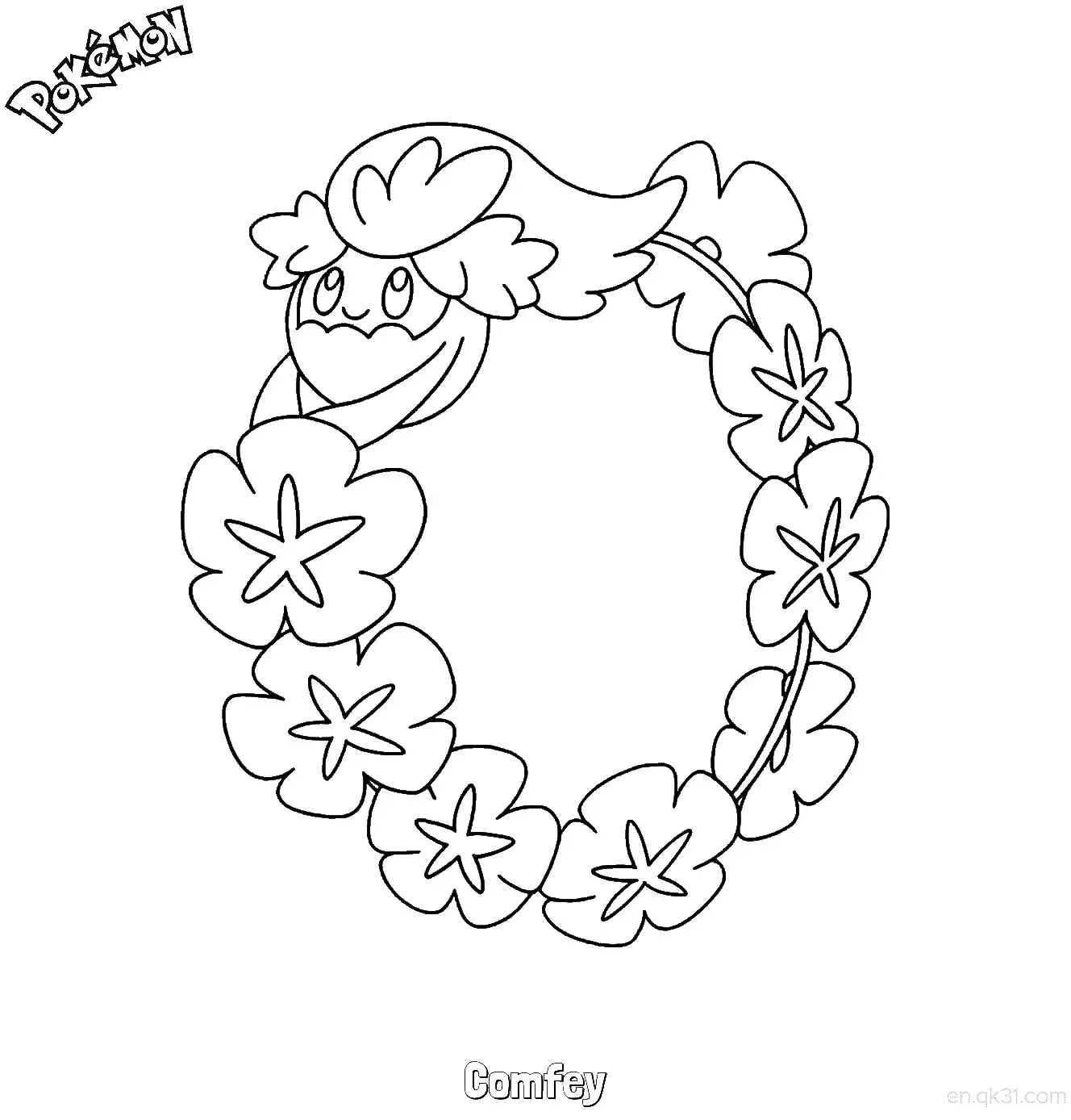 花疗环环简笔画 - 免费可打印宝可梦简笔画简笔画涂色画 – 为儿童和成人提供的免费可打印简笔画涂色画