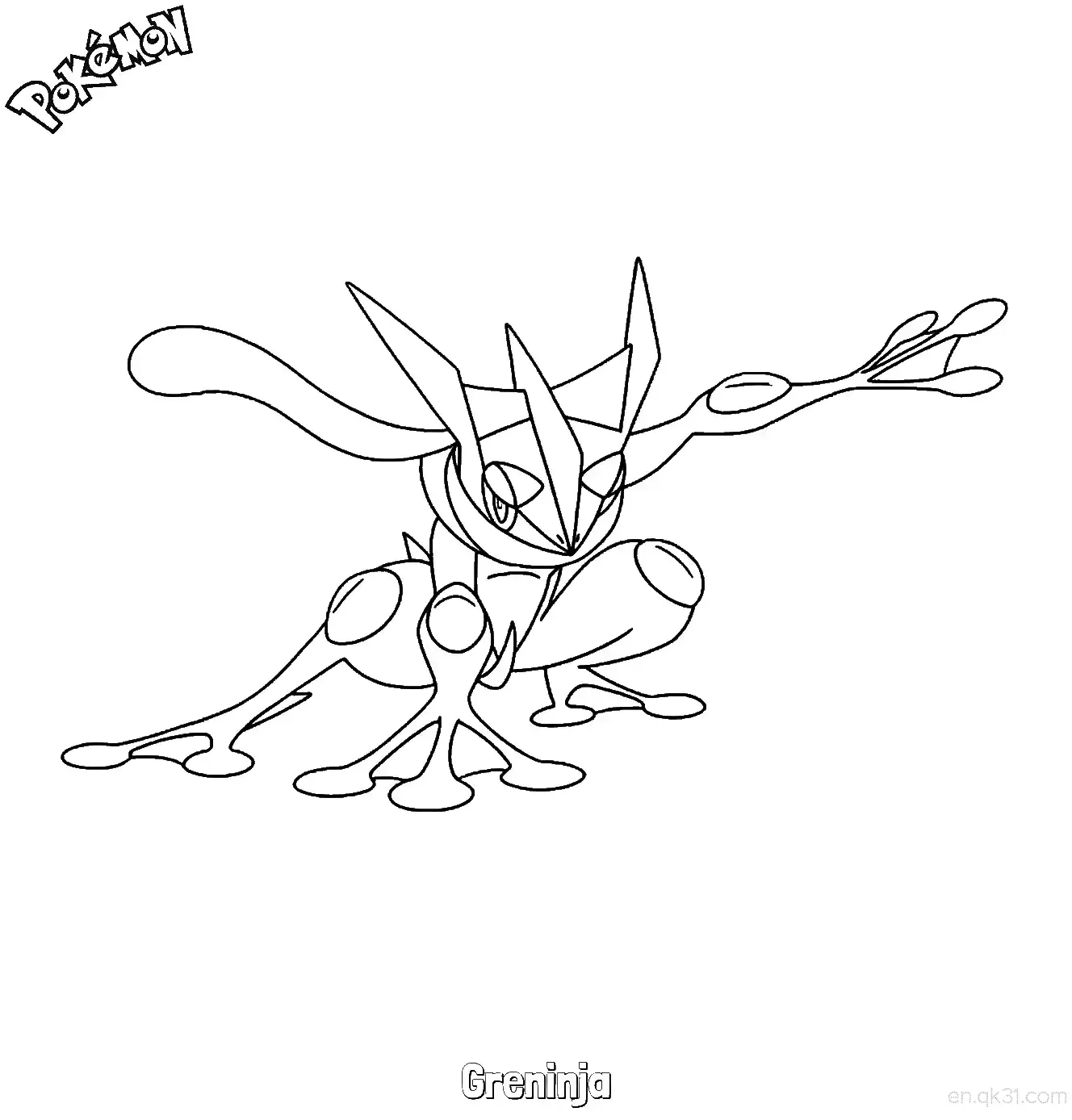 免费 甲贺忍蛙简笔画 - 免费可打印宝可梦简笔画 简笔画涂色页