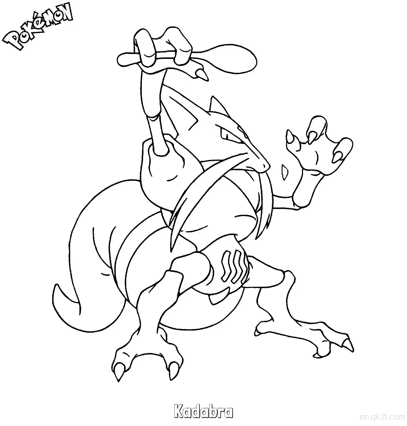 勇基拉简笔画 - 免费可打印宝可梦简笔画简笔画涂色画 – 为儿童和成人提供的免费可打印简笔画涂色画
