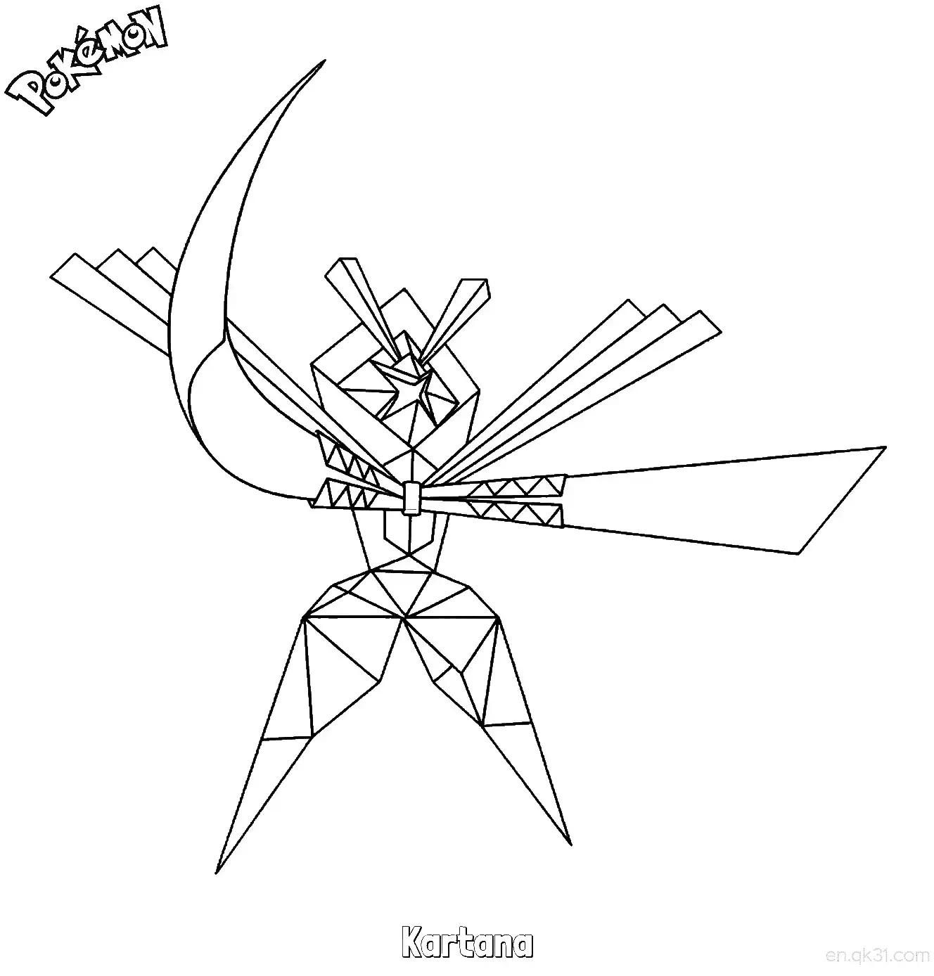纸御剑简笔画 - 免费可打印宝可梦简笔画简笔画涂色画 – 为儿童和成人提供的免费可打印简笔画涂色画